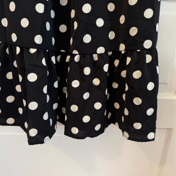 ASOS Lola May Black & White Polka Dot Shirred Ruffled Maxi Dress - sz 14 - Picture 5 of 8